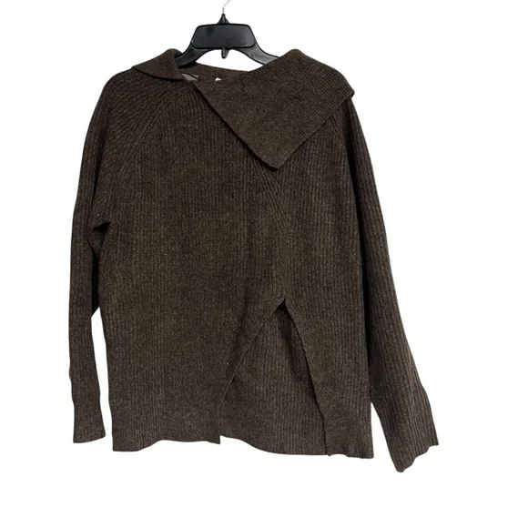 New Le Lis Ribbed Asymmetrical Long Sleeve Sweater in Brown - Picture 2 of 7